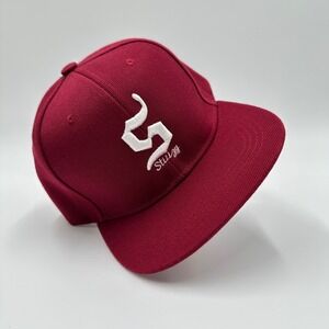 Stiiizy Snapback Hat Mens OS Burgundy Excellent Embroidered Logo Streetwear 420
